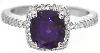 Cushion Purple Sapphire Diamond Engagement  Ring in 14k whtie gold