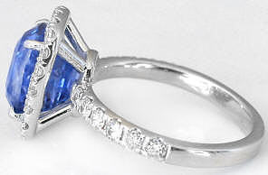 5 carat Ceylon Blue Sapphire and Diamond Ring in 14k