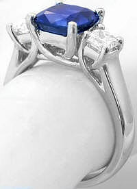 Past Present Future Unheated Ceylon Blue Sapphire and Diamond Ring