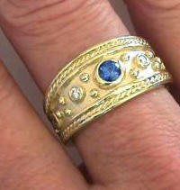 Etruscan Style Sapphire ond Rings in 14k gold