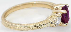 Magenta Sapphire Diamond Rings in 14k yellow gold