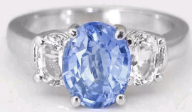 Ceylon Sapphire and White Sapphire Ring in 14k white gold
