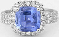 Cushion Cut Ceylon Sapphire Wedding Set Rings in 14k white gold