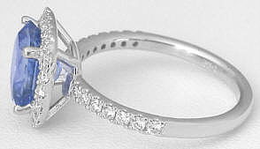 Cushion Cut Ceylon Sapphire Ring in 14k white gold