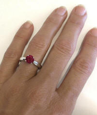 Round Ruby Solitaire White Gold Rings