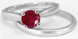 White Gold Ruby Engagement Ring Solitaire Design in 14k white gold