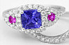 Tanzanite Pink Sapphire Diamond Engagement Rings in 14k