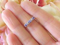 Petite Girl's Oval Three Stone Natural Tanzanite Ring in 14k yellow gold