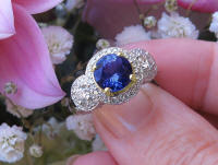 Antique Style Round Cut Real Tanzanite Three Stone Engagement Ring with Real Diamond Halo Ring in 14k white gold