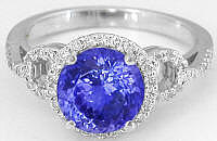 Tanzanite and Diamond Engagement Ring in 14k white gold