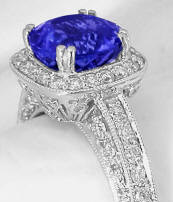 AAA Round Tanzanite and Diamond Halo Ring in 14k white gold