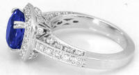 MJS Original Round Tanzanite and Diamond Halo Ring in 14k white gold
