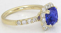 AAA Cushion Cut Tanzanite in 14k yellow gold band