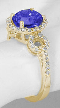 Yellow Gold Round Tanzanite Diamond Rings in 14k yellow gold