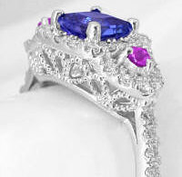 Filigree Tanzanite Pink Sapphire Engagement Rings