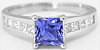 Princess Cut Tanzanite and Diamond Engagement Ring