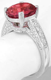 Oval Pink Tourmaline and Diamond Rings in 14k White Gold