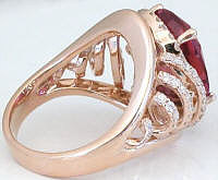 One of a Kind Pink Tourmaline and Diamond Halo Ring in 14k rose gold