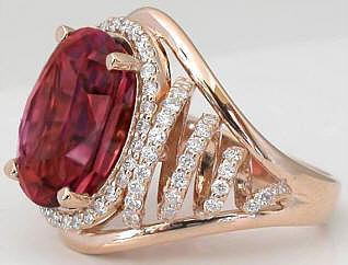 8.80 ctw Pink Tourmaline and Diamond Ring in 14k rose gold 8.80 ctw Pink Tourmaline and Diamond Ring in 14k rose gold