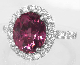 5.28 ctw Pink Tourmaline and Diamond Engagement Ring in 14k white gold