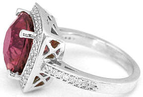 Lattice Gallery on Pink Tourmaline and Diamond Rings in 14k white gold