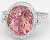 Large Oval Pink Tourmaline and Diamond Ring in 14k white gold