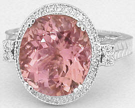 Vintage Pink Tourmaline and Diamond Ring in 14k white gold