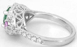Cushion Seafoam Tourmaline, Pink Sapphire and Diamond Ring in 14k gold