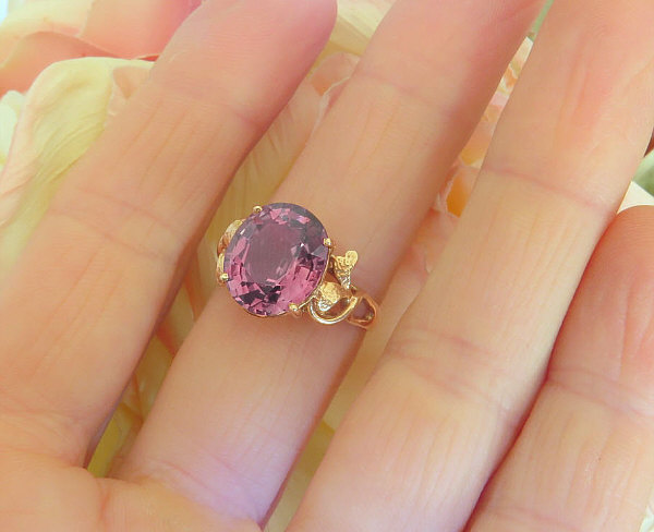 Publicatie Christian Uitdrukkelijk Rose Gold Oval Pink Tourmaline Ring in 14k (GR-9204)