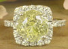 9mm Round Ceylon Unheated Yellow natural Sapphire Ring in 14k White Gold with a Diamond Halo