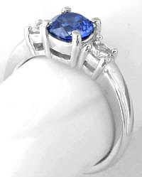 Round Sapphire Engagement Ring with Three Stones in 14k white gold