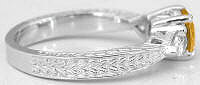 Citrine and Pear White Sapphire Wedding Rings in 14k with Engraving