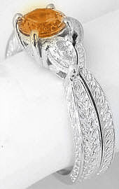 Citrine and Pear White Sapphire Engagement Rings in 14k