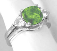Three Stone 8mm Peridot Engagement Rings in 14k white gold