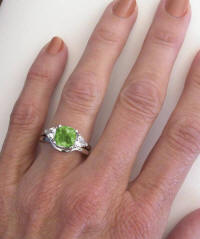 Diamond Alternative Peridot Engagement Ring and Matching Band