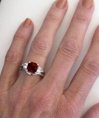 Checkerboard Cushion Garnet Engagement Ring in 14k white gold
