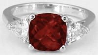 Cushion Garnet Diamond Alternative Engagement Ring in 14k white gold