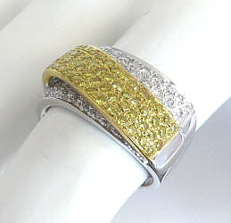Yellow and White Diamond Fashion Ring&nbsp;in 18k white gold