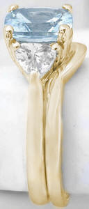 Aquamarine Engagement Ring with Matching Wedding Band in 14k yellow gold