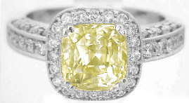 Unheated Yellow Sapphire and Diamond Ring in 14k