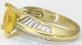 Custom Yellow Sapphire Baguette Diamond Rings in 18k yellow gold