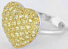Natural Yellow Sapphire Heart Ring in 14k white gold - 2 carat Pave Set