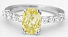 Yellow natural Sapphire and Diamond Ring in 14k white gold