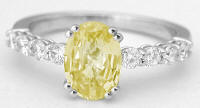 Round natural yellow sapphire band ring in 14k white gold
