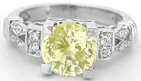 Round Yellow Sapphire Ring in 14k white gold