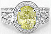 Unheated Ceylon Yellow natural Sapphire and Diamond Ring in 14k white gold