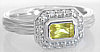 Radiant Cut Natural Yellow Sapphire and Diamond Halo Ring in 14k white gold - East West Set