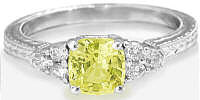 Yellow Sapphire and Diamond Engagement Rings in 14k white gold