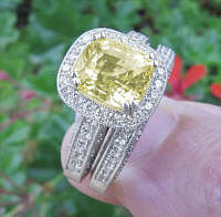 Yellow Sapphire Ring with GIA Report in 14k white gold