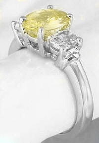 Oval Yellow Sapphire and White Sapphire Ring in Gold